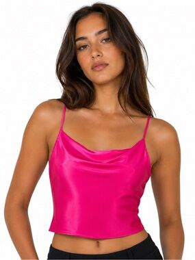 Hot Pink Satin Cowl Neck Cami
Top XS